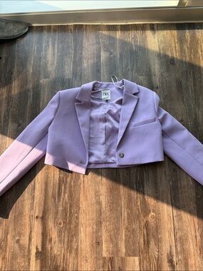 ZARA Cropped Lilac Blazer